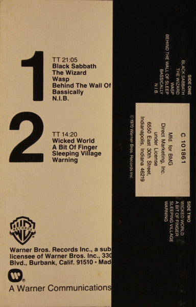 Black Sabbath : Black Sabbath (Cass, Album, Club, RE)