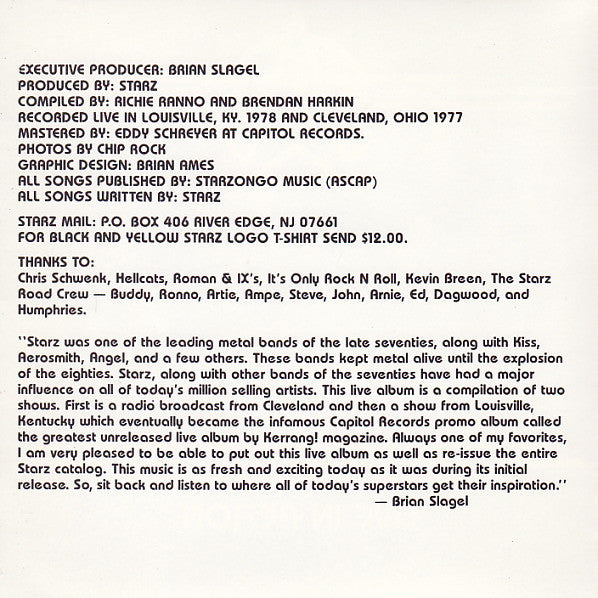 Starz (2) : Live In Action (CD, Album, RE)