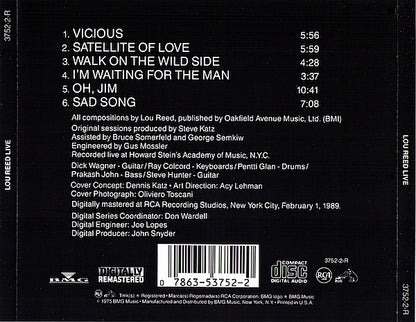 Lou Reed : Lou Reed Live (CD, Album, RE, RM)