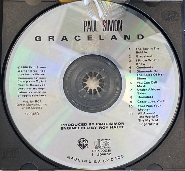 Paul Simon : Graceland (CD, Album, Club, RCA)