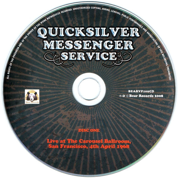 Quicksilver Messenger Service : Live At The Carousel Ballroom, San Francisco, 4th April 1968 (2xCD, Album)
