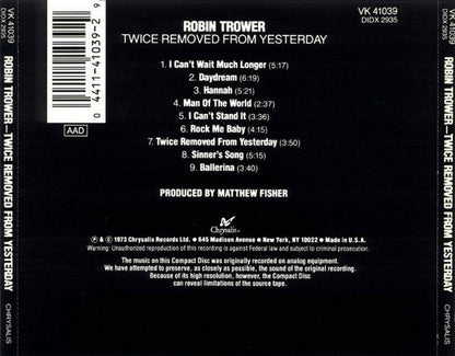 Robin Trower : Twice Removed From Yesterday (CD, Album, RE)