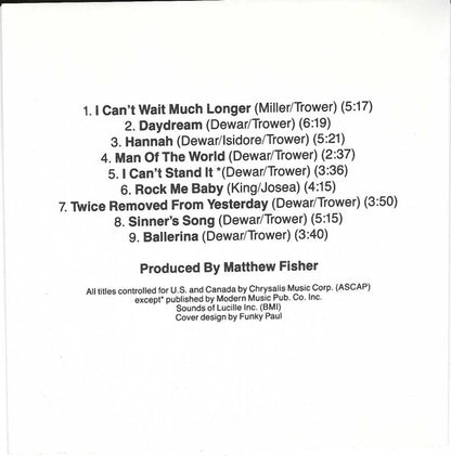 Robin Trower : Twice Removed From Yesterday (CD, Album, RE)