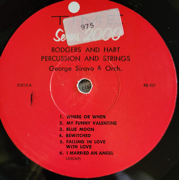 George Siravo And His Orchestra : Rodgers & Hart Percussion & Strings (LP, Mono)