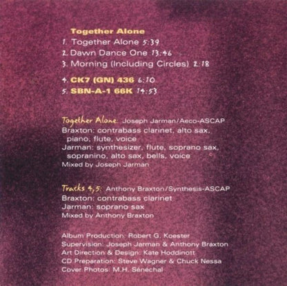 Joseph Jarman / Anthony Braxton : Together Alone (CD, Album, RE)