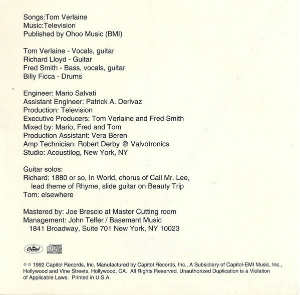 Television : Television (CD, Album)