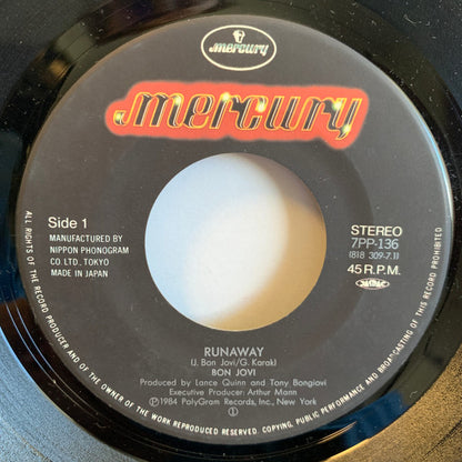 Bon Jovi : Runaway (7", Single)