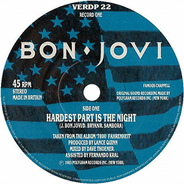 Bon Jovi : Hardest Part Is The Night (2x7", Single, Ltd)