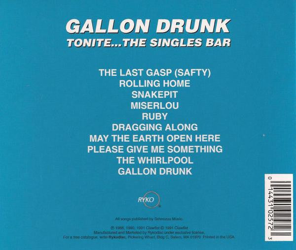 Gallon Drunk : Tonite...The Singles Bar (CD, Comp)