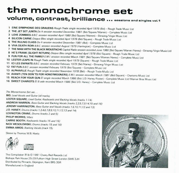 The Monochrome Set : Volume, Contrast, Brilliance... (Sessions & Singles Vol. 1) (CD, Comp, RE)