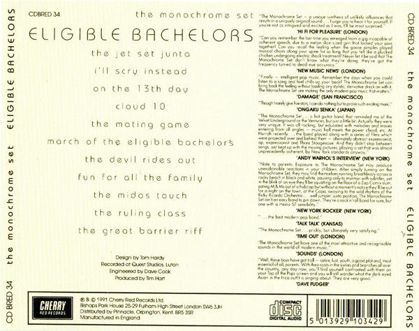 The Monochrome Set : Eligible Bachelors (CD, Album, RE)