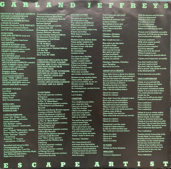 Garland Jeffreys : Escape Artist (LP, Album, Pit + 7", EP, Promo, Pit)