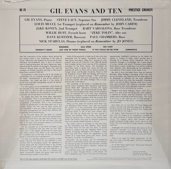 Gil Evans : Gil Evans & Ten (LP, Album, RSD, Mono, Ltd, RE, RM, 180)