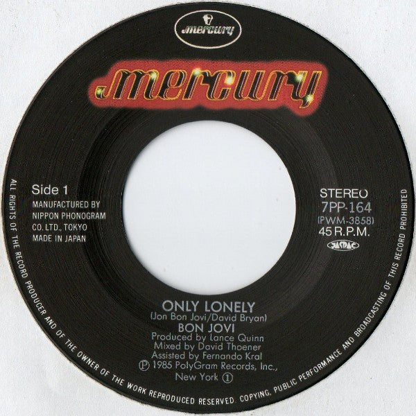 Bon Jovi : Only Lonely (7", Single)