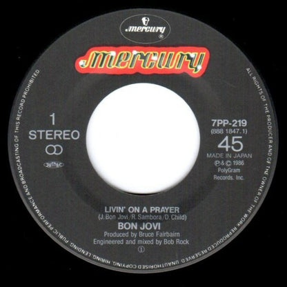 Bon Jovi : Livin' On A Prayer (7", Single)
