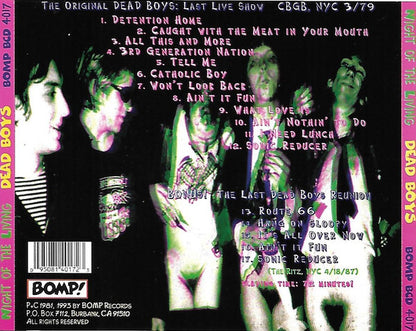 Dead Boys* : Night Of The Living Dead Boys (CD, Album, RE)