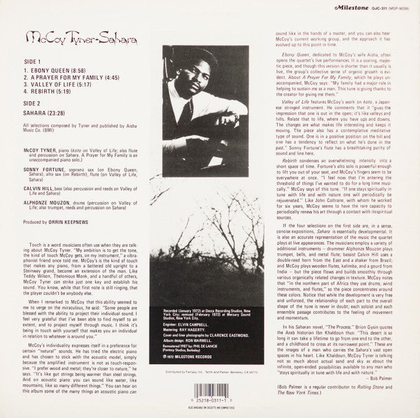 McCoy Tyner : Sahara (LP, Album, RE, RM)