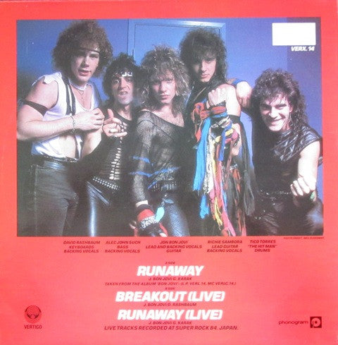 Bon Jovi : Runaway (12", Single)