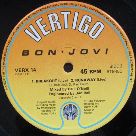 Bon Jovi : Runaway (12", Single)