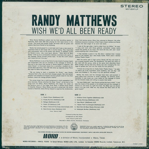 Randy Matthews : Wish We'd All Been Ready (LP, Album)