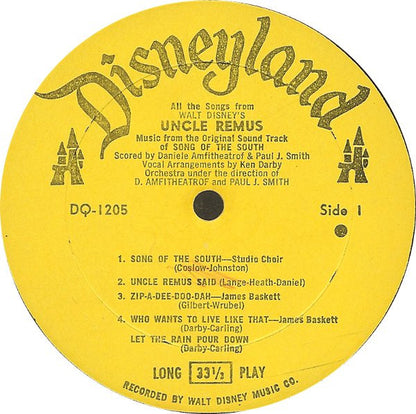 Various : Walt Disney's Uncle Remus (Music From The Original Sound Track Of Song Of The South) (LP, Album, RE)