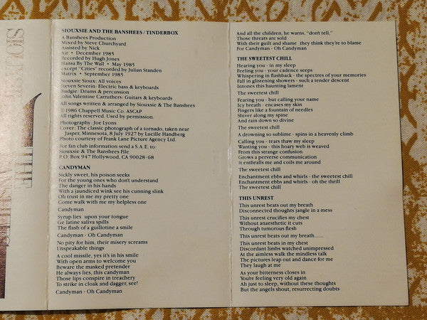 Siouxsie & The Banshees : Tinderbox (Cass, Album, SR )