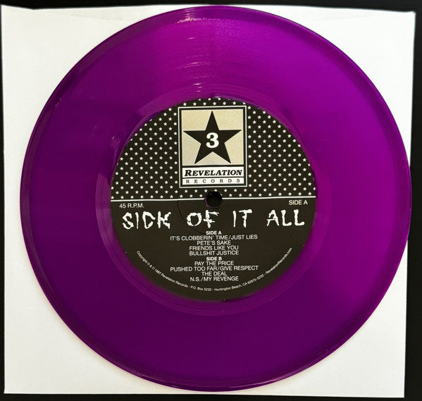 Sick Of It All : Sick Of It All (7", Ltd, RP, Pur)