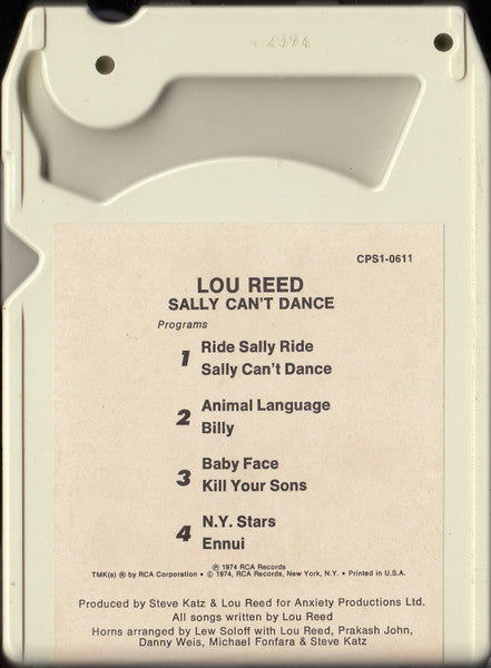 Lou Reed : Sally Can't Dance (8-Trk, Album, Whi)