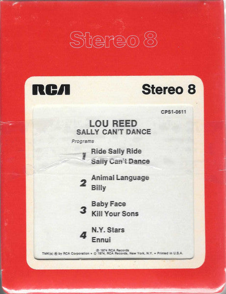 Lou Reed : Sally Can't Dance (8-Trk, Album, Whi)
