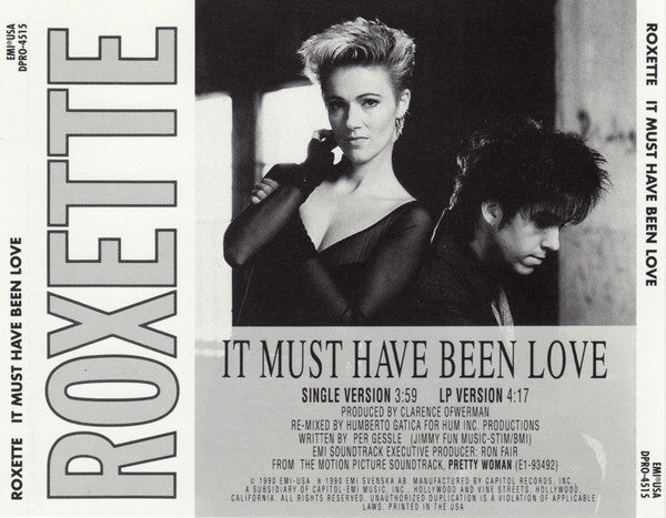 Roxette : It Must Have Been Love (CD, Single, Promo)