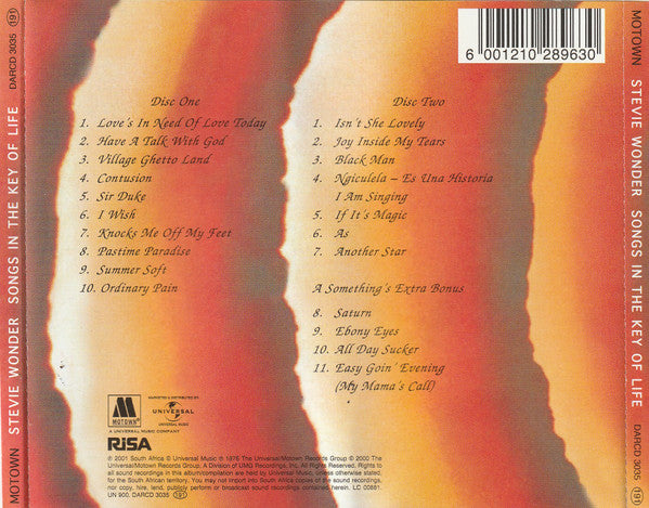 Stevie Wonder : Songs In The Key Of Life (2xCD, Album)