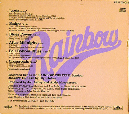 Eric Clapton : Selections From Eric Clapton's Rainbow Concert (CD, Promo, RE, RM, Smplr, Dig)