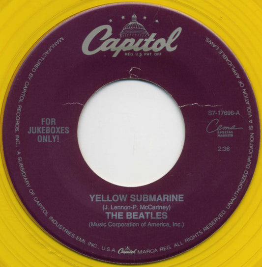 The Beatles : Yellow Submarine / Eleanor Rigby (7", Single, Mono, Jukebox, RE, Yel)