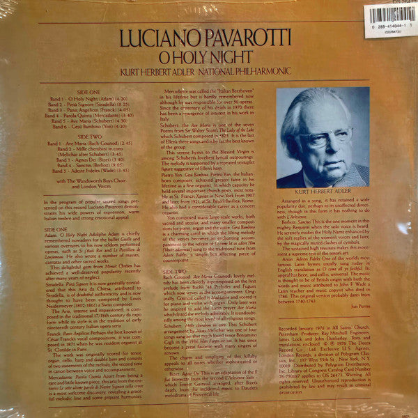 Luciano Pavarotti, National Philharmonic*, Kurt Herbert Adler : O Holy Night (LP, Album, RE, Gif)