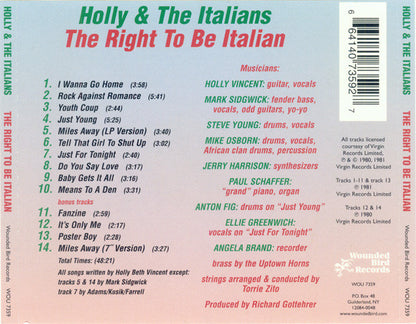Holly And The Italians : The Right To Be Italian (CD, Album, RE, Bon)