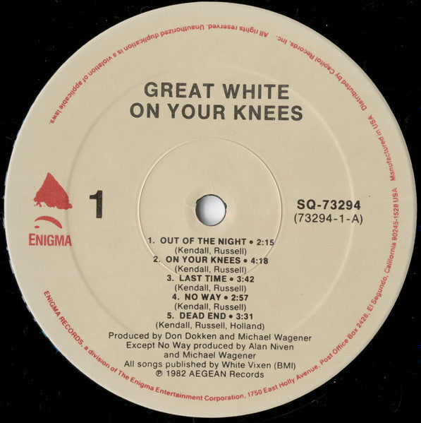 Great White : On Your Knees (The First LP) (12", EP, RE, Spe)