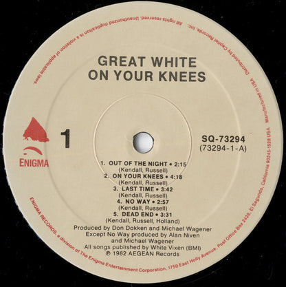 Great White : On Your Knees (The First LP) (12", EP, RE, Spe)