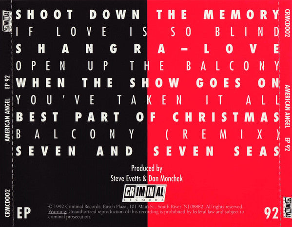 American Angel : Ep 92 (CD, Album)