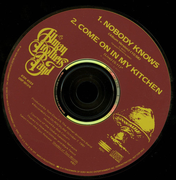 The Allman Brothers Band : Nobody Knows (CD, Single, Promo)