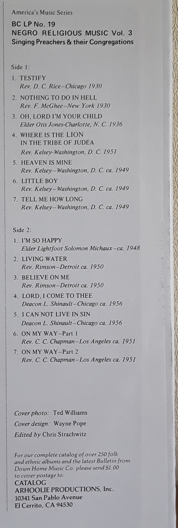 Various : Negro Religious Music Vol. 3 - Singing Preachers And Their Congregations (LP, Comp)