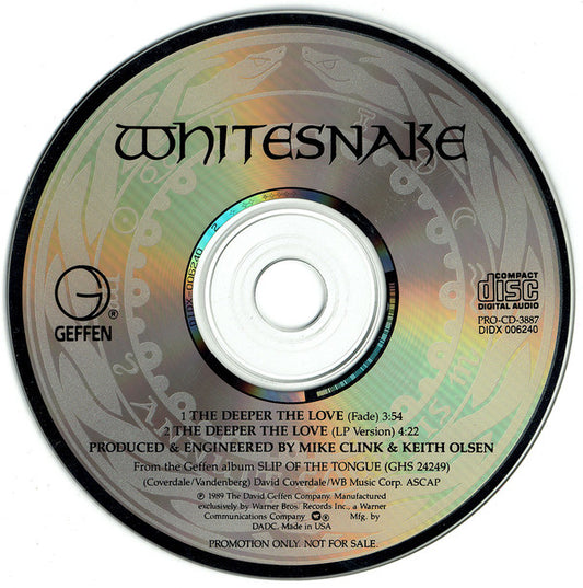 Whitesnake : The Deeper The Love (CD, Single, Promo)