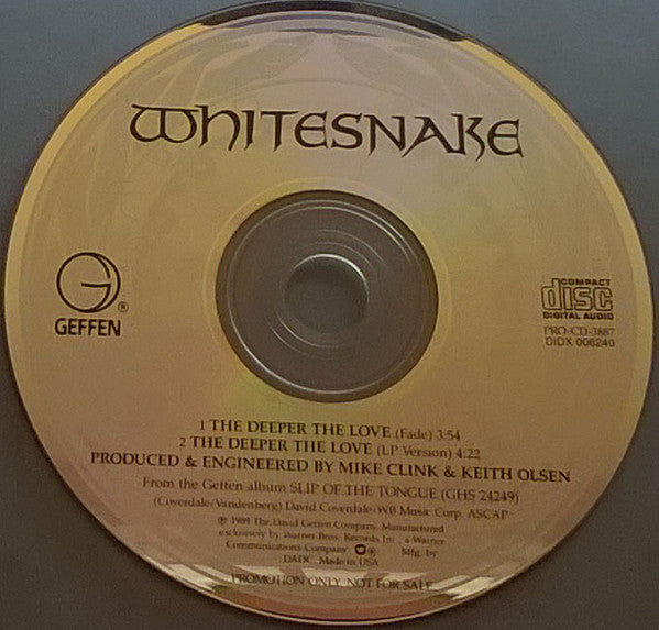 Whitesnake : The Deeper The Love (CD, Single, Promo)