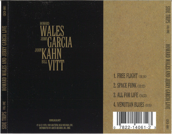 Howard Wales And Jerry Garcia : Howard Wales And Jerry Garcia Live: Side Trips Volume One (CD, Album)