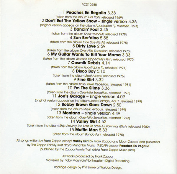 Frank Zappa : The Best Of Frank Zappa (CD, Comp)
