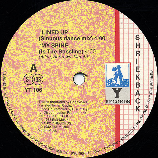 Shriekback : Lined Up • My Spine (12", M/Print)