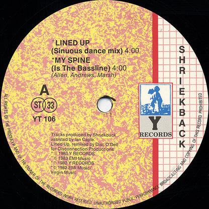 Shriekback : Lined Up • My Spine (12", M/Print)