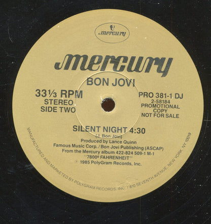Bon Jovi : Silent Night (12", Promo)