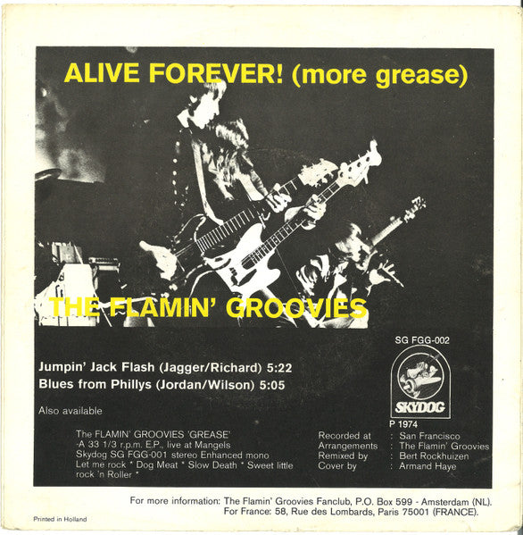 The Flamin' Groovies : Jumpin' Jack Flash / Blues From Phillys (7", Single, Mono)