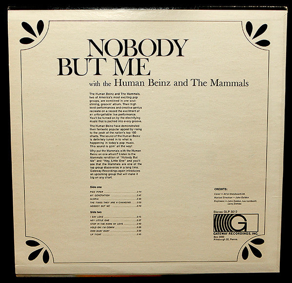 The Human Beinz With The Mammals : Nobody But Me (LP, Album)
