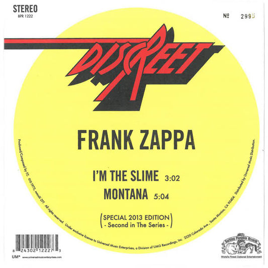 Frank Zappa : I'm The Slime / Montana (7", RSD, Ltd, Num, RE, Gre)